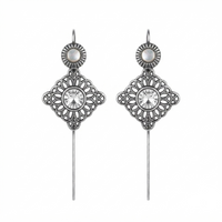 Urthn Oxidised Plated Oval Ear cuff(Pack of 6)