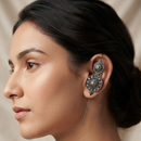 Urthn Oxidised Plated Round Ear cuff(Pack of 6)