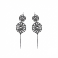 Urthn Oxidised Plated Round Ear cuff(Pack of 6)