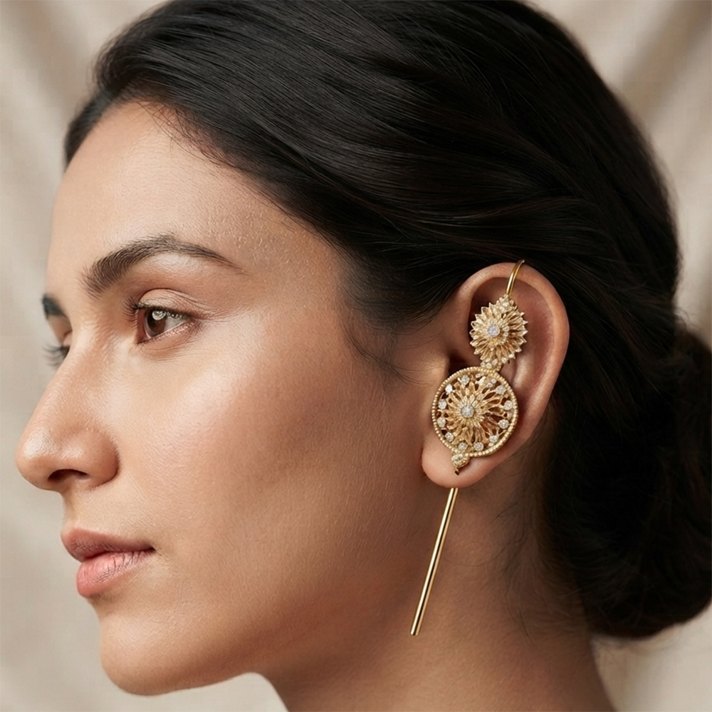 Urthn Gold Plated Round Ear cuff(Pack of 6)
