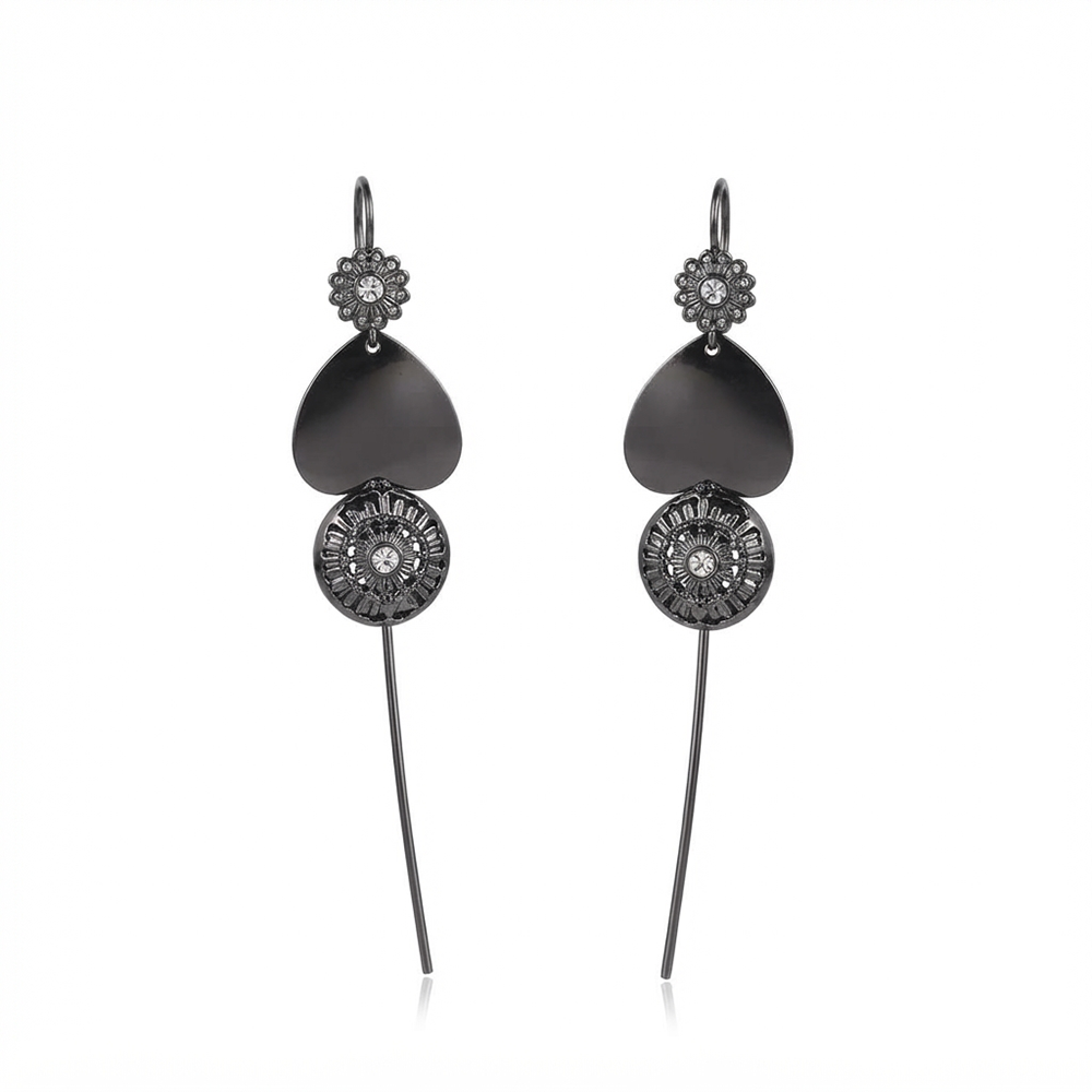 Urthn Black Plated Heart Shape Ear cuff(Pack of 6)