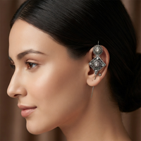 Urthn Oxidised Plated Square Ear cuff(Pack of 6)