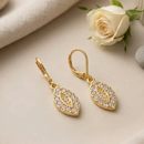 Urthn Gold Plated Austrian stone Eye Shape Hoop Earrings for Women