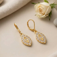 Urthn Gold Plated Austrian stone Eye Shape Hoop Earrings for Women