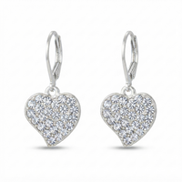 Urthn Silver Plated Austrian Stone Heart Shape Hoop Earrings for Women(Pack Of 6)