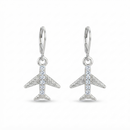 Urthn Silver Plated Austrian Stone Airplane Shape Hoop Earrings for Women(Pack Of 6)