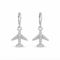 Urthn Silver Plated Austrian Stone Airplane Shape Hoop Earrings for Women(Pack Of 6)