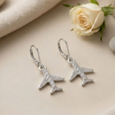 Urthn Silver Plated Austrian Stone Airplane Shape Hoop Earrings for Women