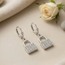 Urthn Silver Plated Austrian Stone Lock Shape Hoop Earrings for Women