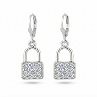 Urthn Silver Plated Austrian Stone Lock Shape Hoop Earrings for Women(Pack Of 6)