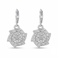 Urthn Silver Plated Austrian Stone Floral Shape Hoop Earrings for Women(Pack Of 6)