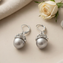 Urthn Silver Plated Austrian Stone Hoop Earrings with Pearl for Women