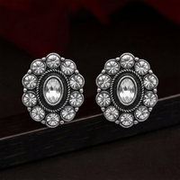 Urthn Silver Plated Austrian Stone Stud Earrings 
