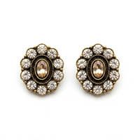 Urthn Antique Gold Plated Crystal Stud Earrings (Pack of 6 )