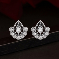 Urthn Silver Plated Austrian Stone Stud Earrings 