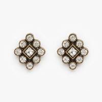 Urthn Antique Gold Plated Crystal Stud Earrings (Pack of 6 )