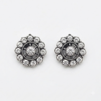 Urthn Silver Plated Austrian Stone Stud Earrings (Pack of 6 )