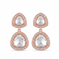 Urthn Rose Gold Plated Kundan And Austrian Stone Dangler Earrings(Pack of 6 )