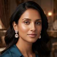 Urthn Rose Gold Plated Kundan And Austrian Stone Dangler Earrings(Pack of 6 )