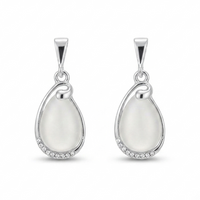 Urthn Silver Plated Monalisa Stone Dangler Earrings(Pack of 6 )
