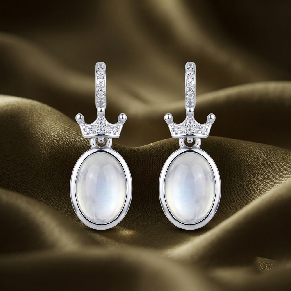 Urthn Silver Plated Monalisa Stone Dangler Earrings