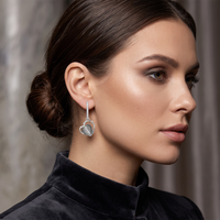 Urthn Silver Plated Monalisa Stone Dangler Earrings(Pack of 6 )