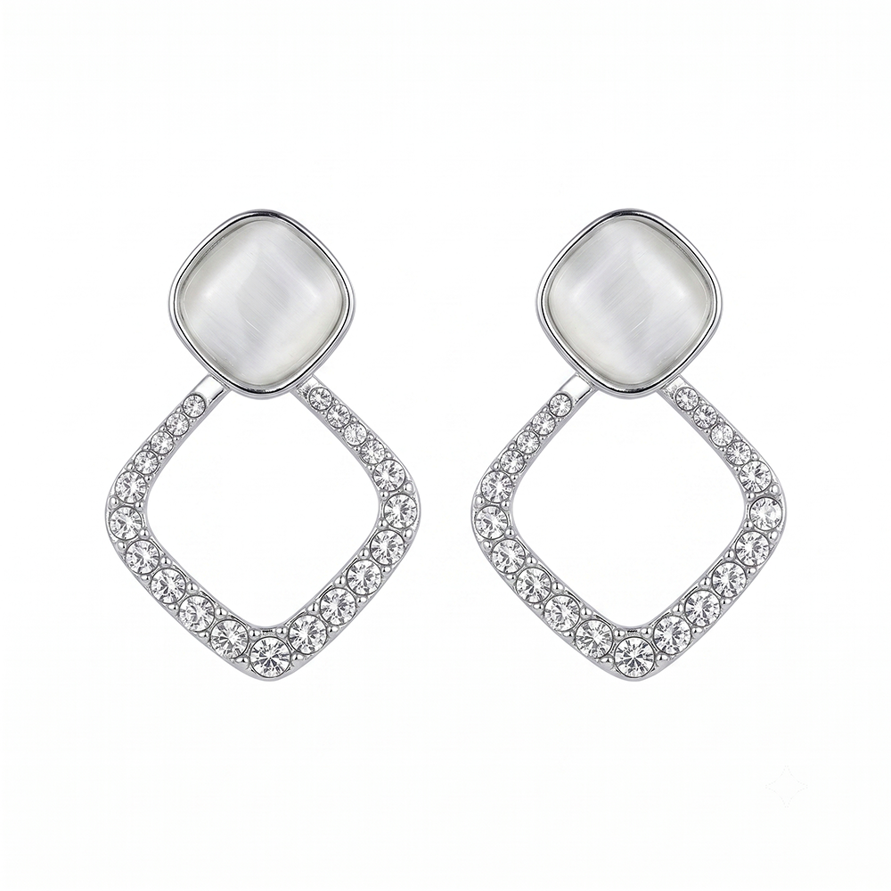 Urthn Silver Plated Monalisa Stone Dangler Earrings(Pack of 6 )