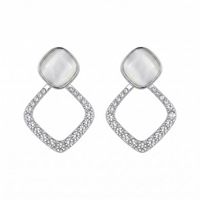 Urthn Silver Plated Monalisa Stone Dangler Earrings(Pack of 6 )