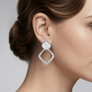 Urthn Silver Plated Monalisa Stone Dangler Earrings(Pack of 6 )