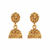 Urthn Antique Gold Plated Temple Jhumki Earrings(Pack of 6 )