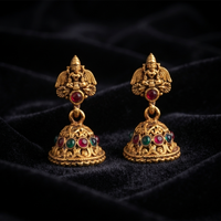 Urthn Antique Gold Plated Temple Jhumki Earrings