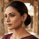 Urthn Antique Gold Plated Temple Jhumki Earrings(Pack of 6 )