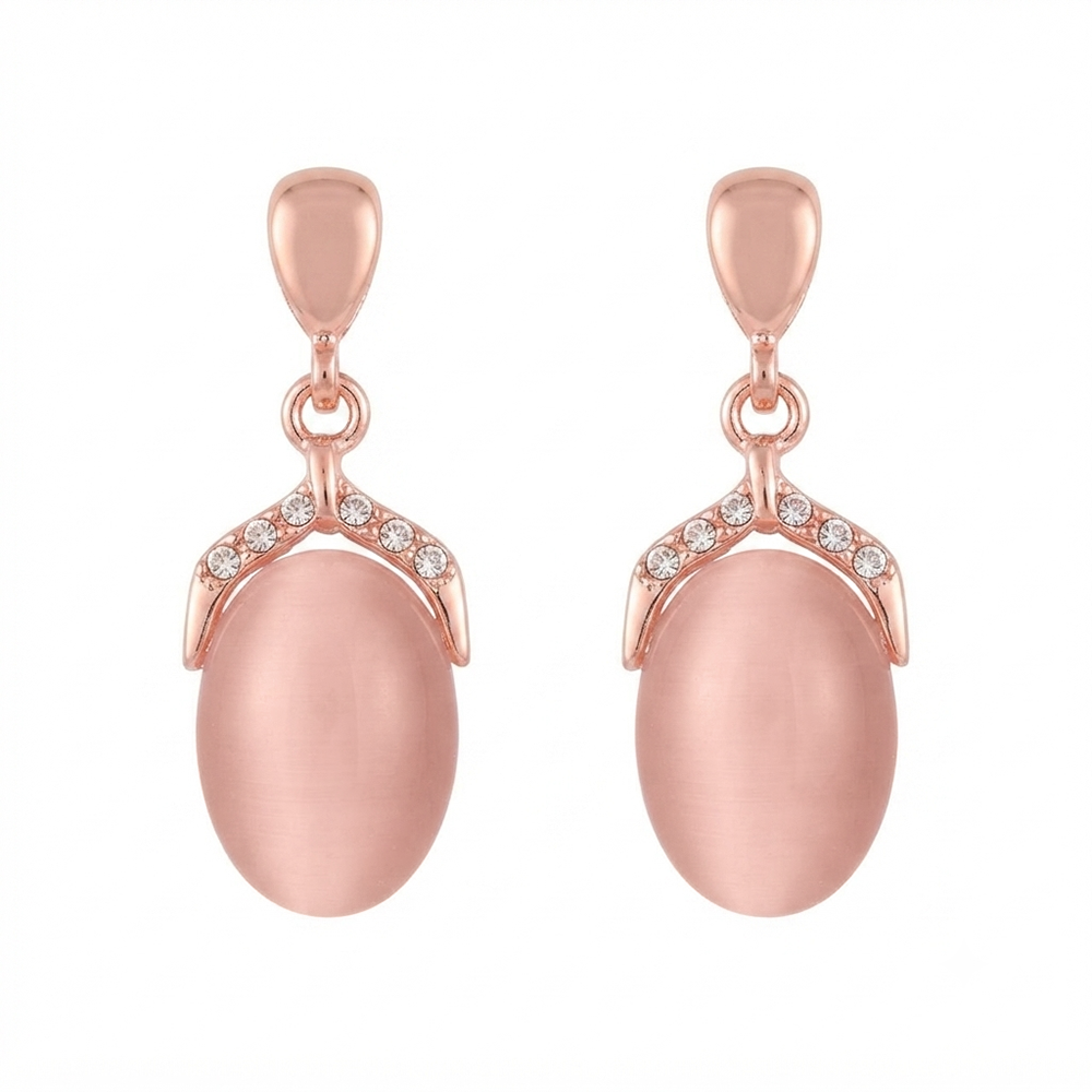 Urthn Rose Gold Plated Monalisa Stone Dangler Earrings(Pack of 6 )