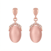 Urthn Rose Gold Plated Monalisa Stone Dangler Earrings(Pack of 6 )