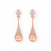Urthn Rose Gold Plated Monalisa Stone Dangler Earrings(Pack of 6 )