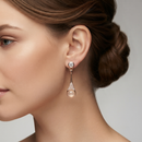 Urthn Rose Gold Plated Monalisa Stone Dangler Earrings(Pack of 6 )