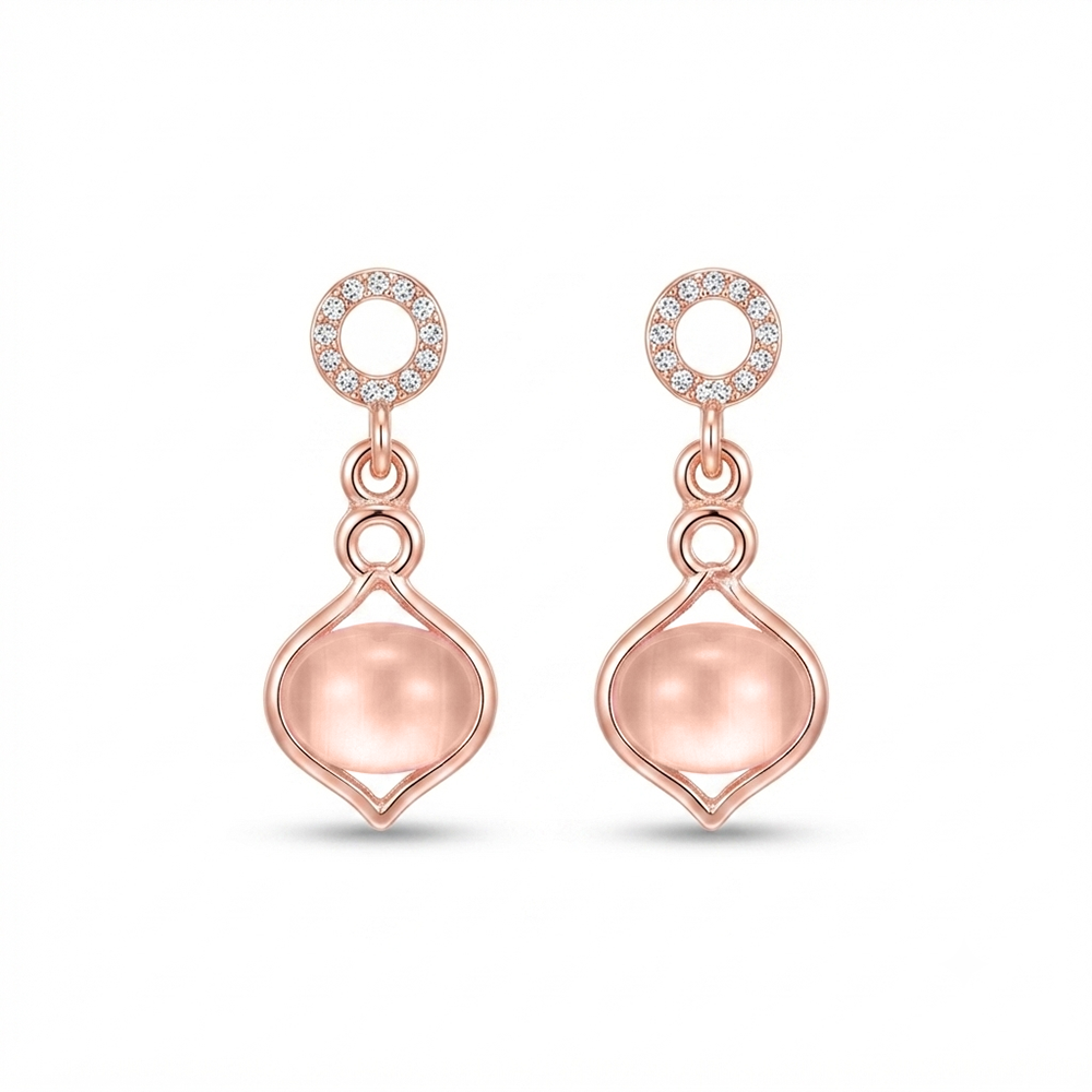 Urthn Rose Gold Plated Monalisa Stone Dangler Earrings(Pack of 6 )
