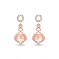 Urthn Rose Gold Plated Monalisa Stone Dangler Earrings(Pack of 6 )