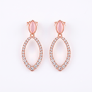 Urthn Rose Gold Plated Monalisa Stone Dangler Earrings(Pack of 6 )