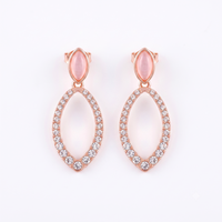 Urthn Rose Gold Plated Monalisa Stone Dangler Earrings(Pack of 6 )