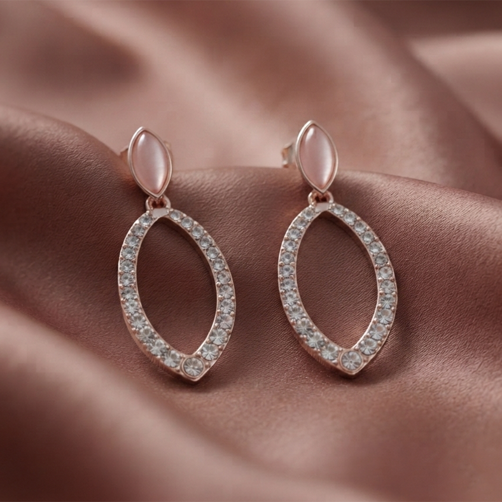 Urthn Rose Gold Plated Monalisa Stone Dangler Earrings