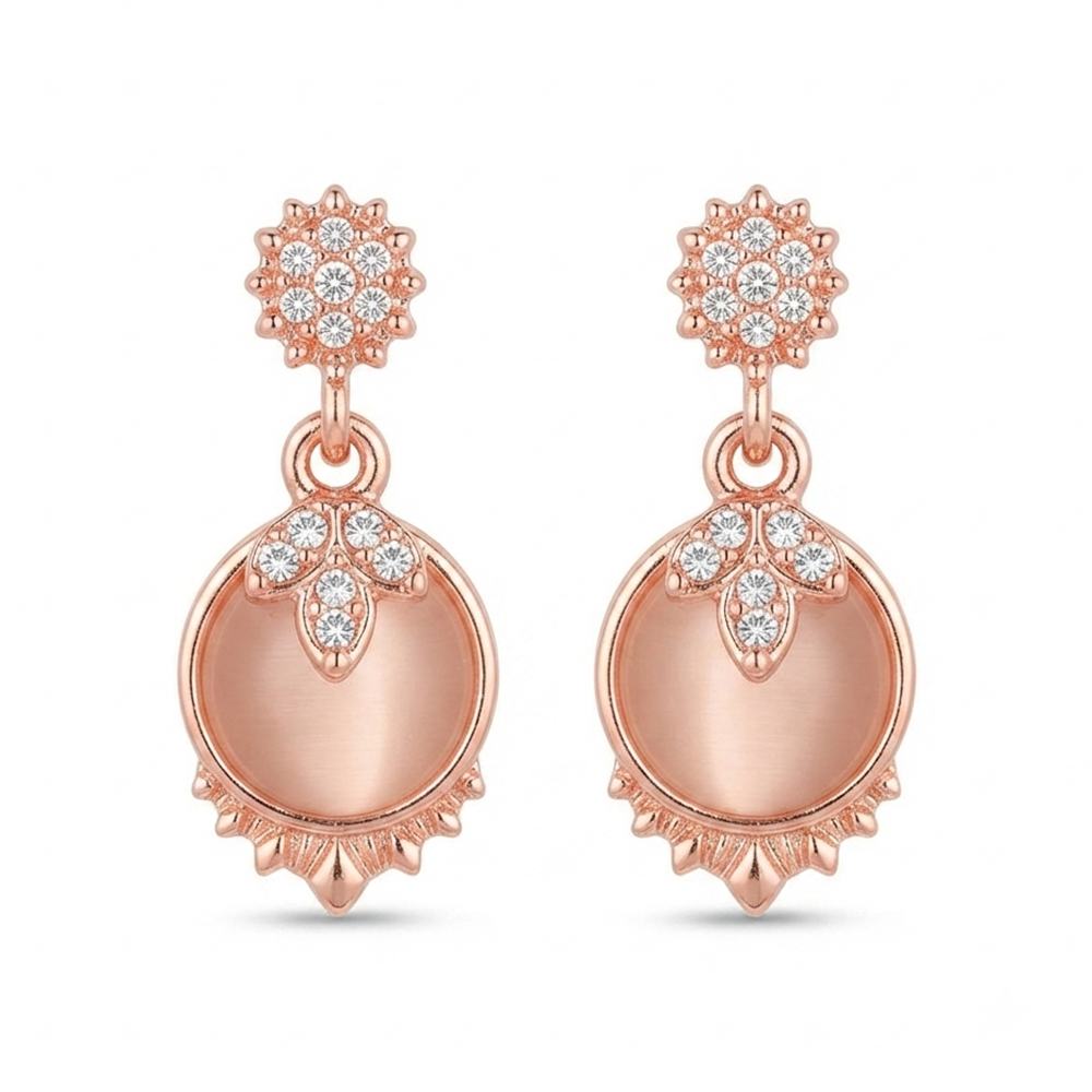 Urthn Rose Gold Plated Monalisa Stone Dangler Earrings(Pack of 6 )