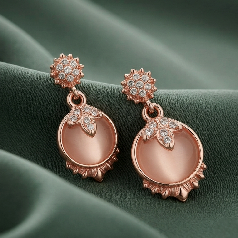 Urthn Rose Gold Plated Monalisa Stone Dangler Earrings