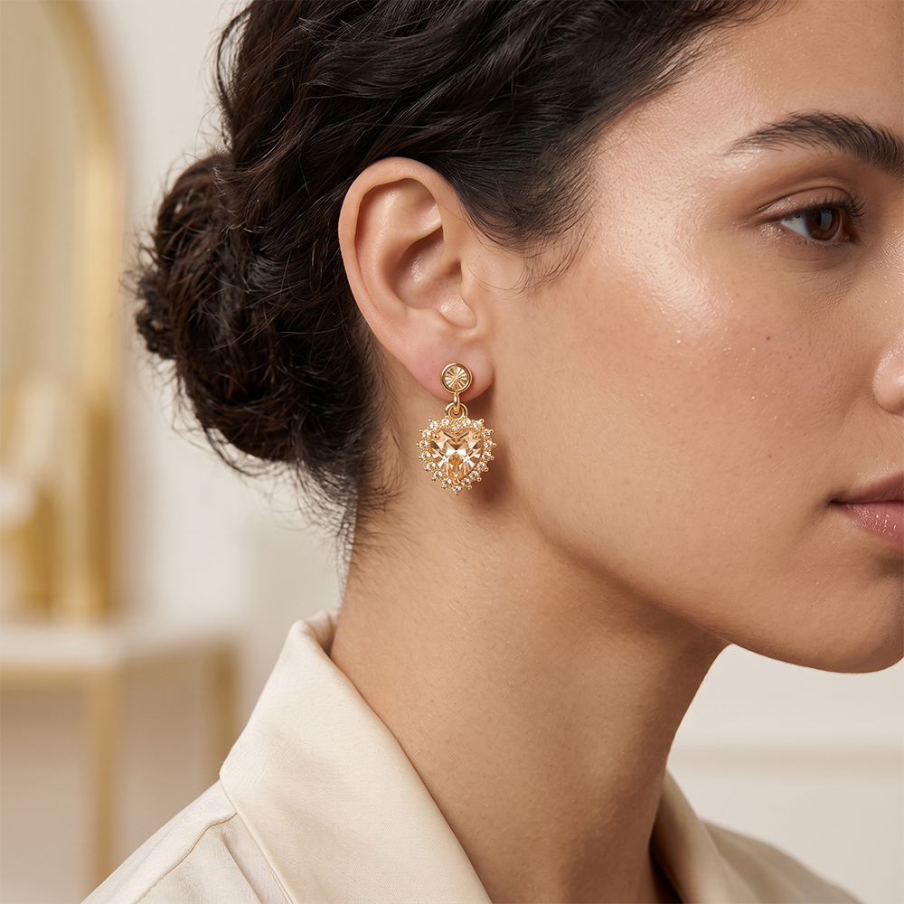 Urthn Gold Plated Austrian Stone Small Dangler Earrings(Pack of 6 )