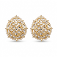 Urthn Gold Plated Kundan Stud Earrings(Pack of 6 )