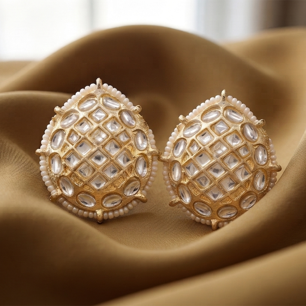 Urthn Gold Plated Kundan Stud Earrings