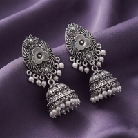 Urthn Lightweight Oxidised Jhumki Earrings for women