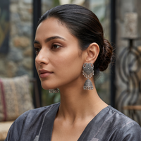 Urthn Lightweight Oxidised Jhumki Earrings for women