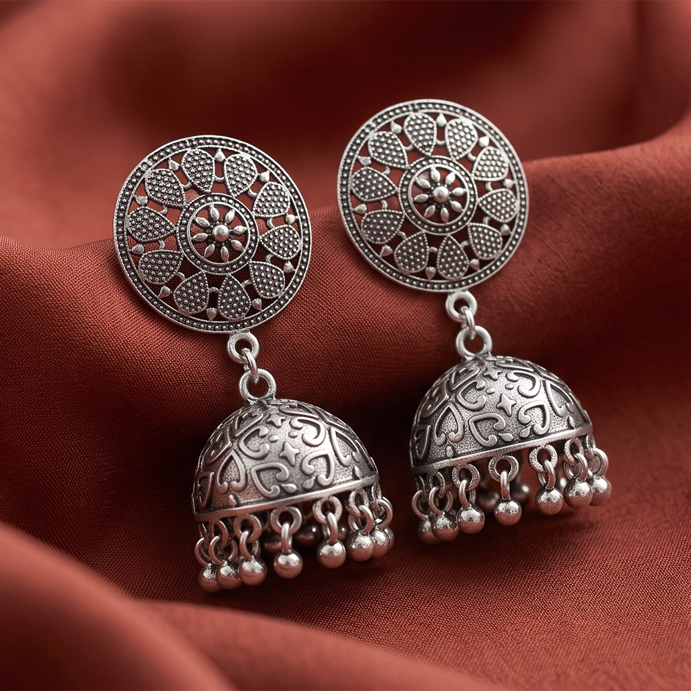 Urthn Stylish Oxidised Jhumki Earrings for Women