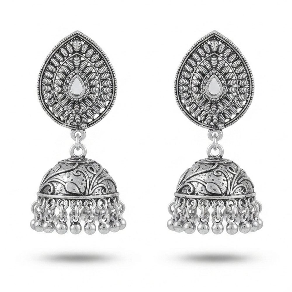 Urthn Stylish Oxidised Jhumki Earrings for Women(Pack of 3)